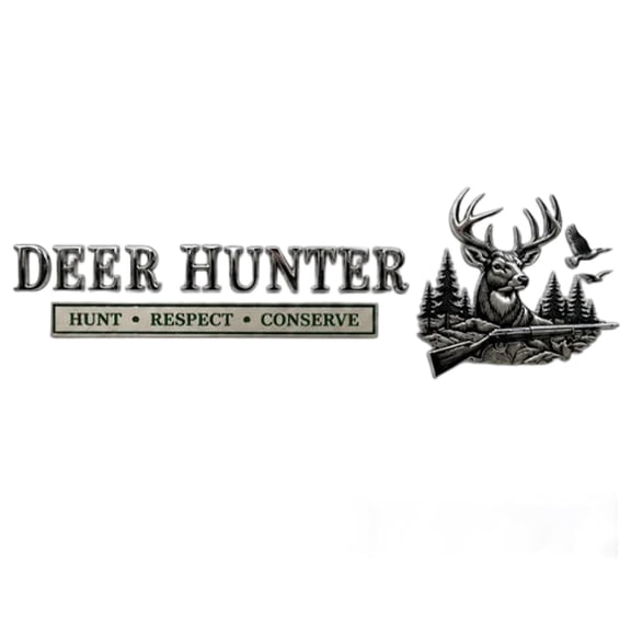 Roiihwy Deer Respect Conserve Metal Car Emblem, Chrome Whitetail Badge for Truck SUV, Hunting Decal, Silvery