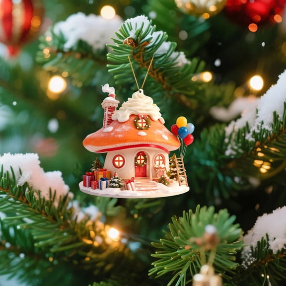 Roiihwy Exquisite Acrylic House Christmas Tree Hanging Decoration For Gift And Decor, 3.1in, D