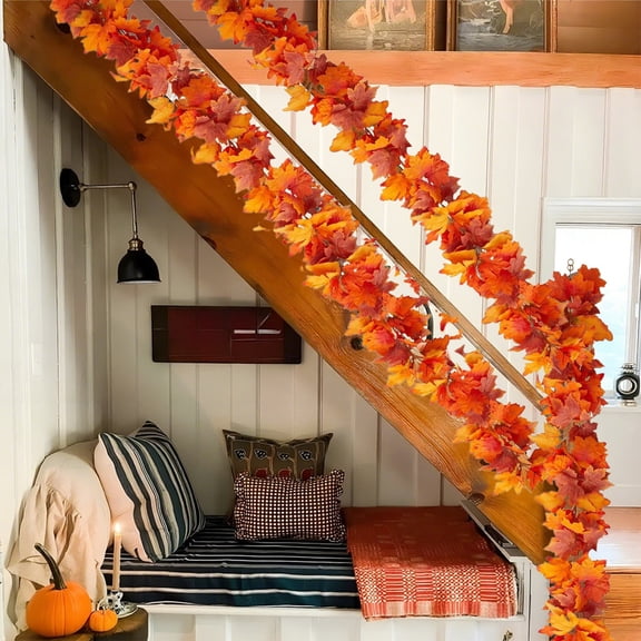 Roiihwy Fall Maple Garland Artificial Fall Foliage Garland, Thanksgiving Autumn Decor for Home Wedding Party