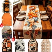 Roiihwy Fall Table Runner Home Party Decor 14x48 Inch Pumpkin Pattern Plaid, Seasonal Kitchen Dining Table Decoration