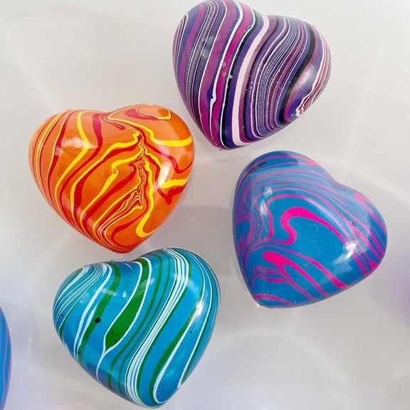 Roiihwy Flow-patterned Heart Squish Toys with Drawer, Slow Rebound Squeeze Stress Balls, Random Color, 2.17", Stress Relief Sensory Toys