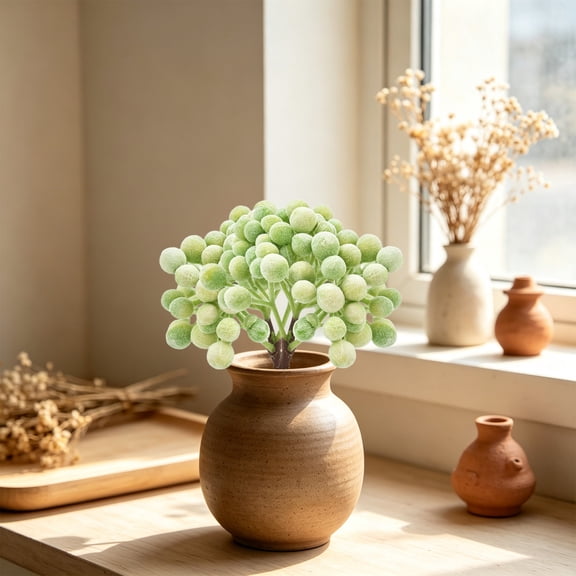 Roiihwy Forest Style Handmade Plastic Grass Artificial Flower, 6pcs Decorative Materials For Home, 3.9in Green