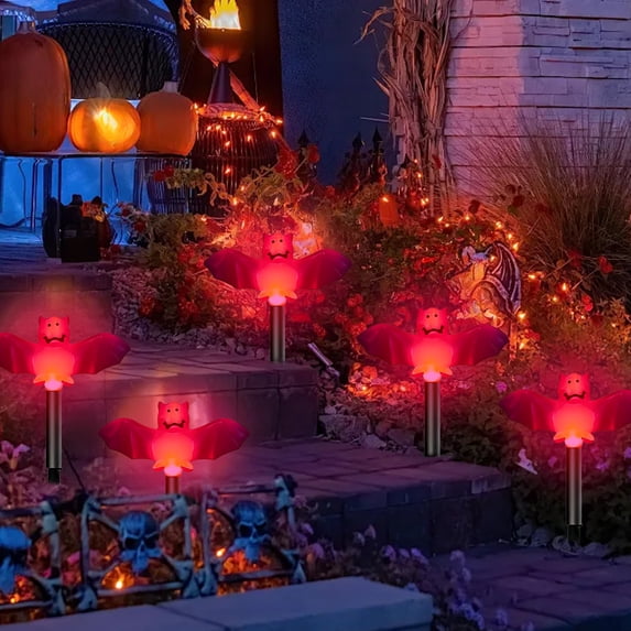 Roiihwy Halloween Decorations Outdoor Solar Garden Lights, Realistic Ghost Outside Decor, Solar Creepy Bats Path Lights for Grave Yard House Halloween Party Gifts Decor