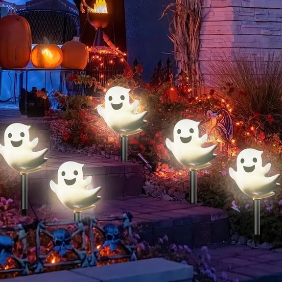 Roiihwy Halloween Decorations Outdoor Solar Garden Lights, Realistic Ghost Outside Decor, Solar Creepy Bats Path Lights for Grave Yard House Halloween Party Gifts Decor