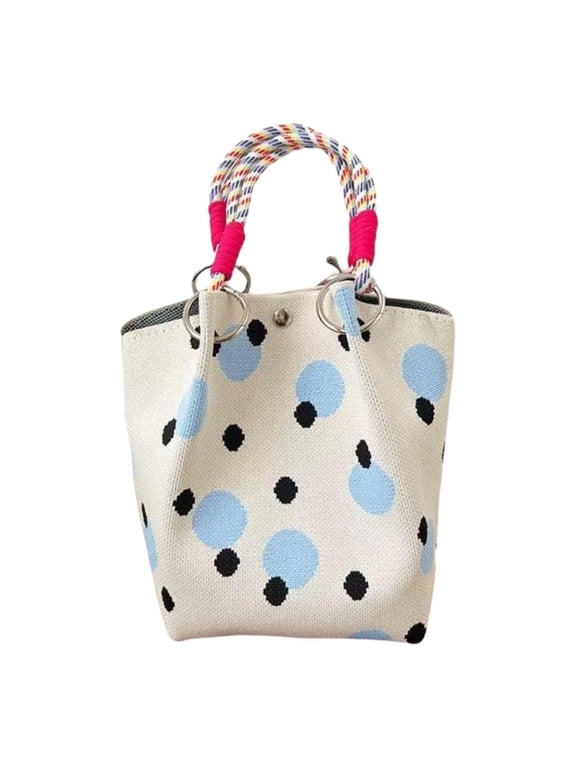 Handbag Weaving Large-Capacity Portable Bag, Multicolor Woven Handbag for Shopping and Daily Use