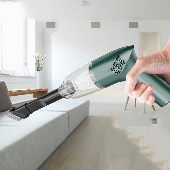 Roiihwy Handheld Car Vacuum, 120W Wireless Rechargeable Cleaner, High Suction for Car Interior and Household Use, Green