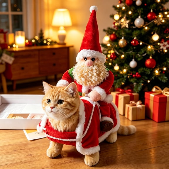 Roiihwy Holiday Santa Figure Pet Outfit For Cats And Small Dogs, Red