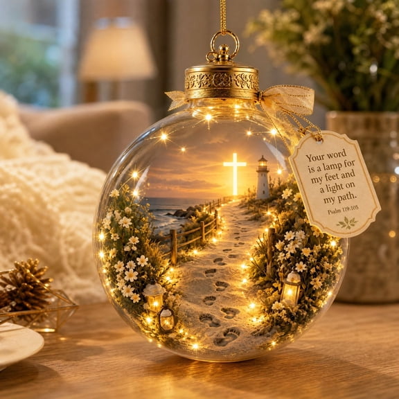 Roiihwy Illuminated Scripture Christmas Tree Ornament – Lighted Acrylic Christmas Tree Pendant with Bible Verse for Religious Home Decor