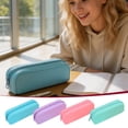 thumbnail image 1 of Roiihwy Large Capacity Silicone Pencil Case Soft Waterproof Pen Pouch Zipper Storage For Students Office, C, 1 of 7