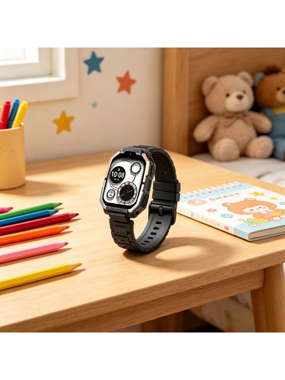 Light Blue Kids 4G Smart Watch Phone 9.4x1.7x0.6in Rotatable Detachable Design, Multifunctional SIM Card Supported Watch for 3-12 Years Old