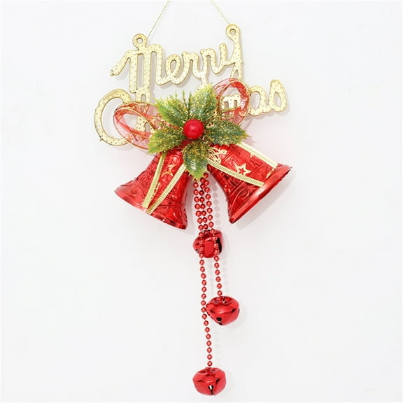 Roiihwy Merry Christmas Bell String Pendant With Clocks For Christmas Tree And Home Holiday Decor, Red
