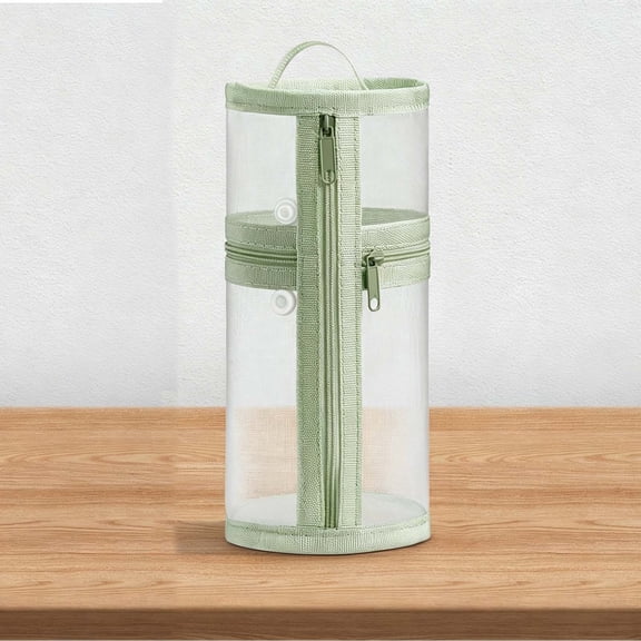 Roiihwy Mesh Pencil Case Pouch Holder, Clear Pen Pencil Bag with Zipper, Multifunctional Organizer Pencil Box, Makeup Travel Accessories(Green)