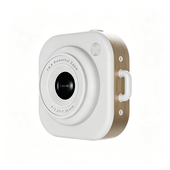 Roiihwy Mini CCD Camera with Screen Display, White Compact Portable Camera, Mini CCD Camera with 8GB Card for Travel Everyday Use