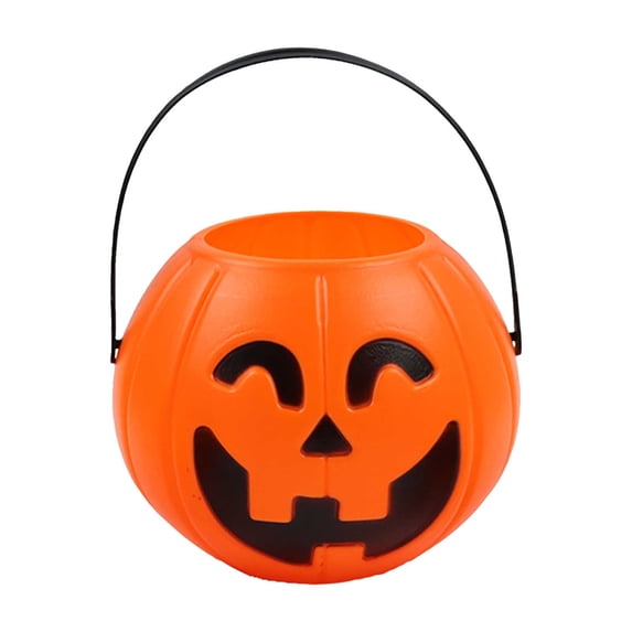 Roiihwy Plastic Pumpkin Bucket 6x5 Inch, 1 Pack, Halloween Trick or Treat Candy Pail for Kids Party, Packaged 6x5x5 Inch, for Halloween Decoration Storage