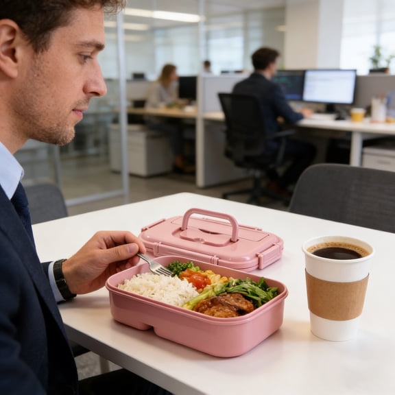 Roiihwy Plastic Simply Divided Lunch Box Bento Lunch Box 10.04X7.28X2.95Inches, Portable Fast Food Storage, Insulated Food Container for Work, Picnic, Home