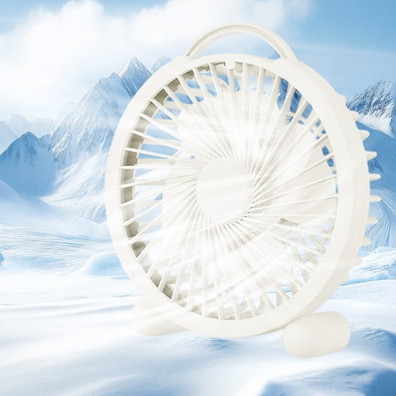 Roiihwy Portable Fan, Camping Fan, Rechargeable Battery Powered, LED Light & Hanging Ear, for Tent Rv Bed, White