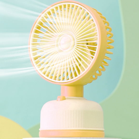 Roiihwy Rechargeable Desk Fan, Quiet Mini Small Fan with Non Slip Base, Multiple Speed Fan for Office Bedroom Home Desktop Table Summer Travel Gift(Yellow)