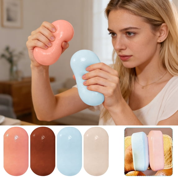 Roiihwy Rice Cake Squish Toys, Slow Rebound Squeeze Stress Balls, Blue, 5.3"x2.6", Stress Relief Sensory Toys