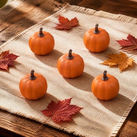 Roiihwy Set Of 5 Mini Artificial Foam Pumpkins For Fall Thanksgiving Halloween Table Decor, ORS