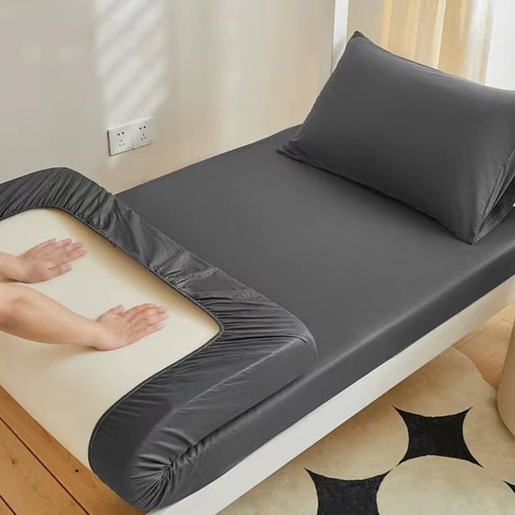 Roiihwy Single Fitted Sheet, 39.4 x 78.7 Inch Dark Gray Cot Sheets, Ultra Soft and Breathable Microfiber Bed Cover Snug Fit for Narrow Twin/RV Bunk/Camper Bunk/Guest Beds/Trifold Mattress