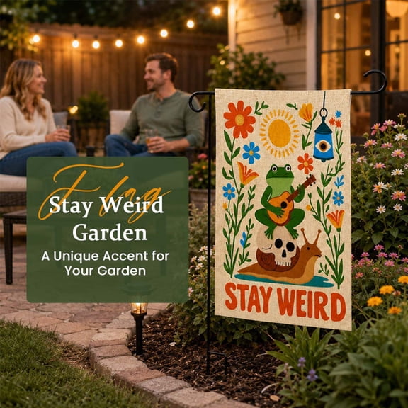 Roiihwy Stay Weird Garden Flag, 30 x 45cm, Multicolor Funny Halloween Garden Flag Outdoor Yard Decor