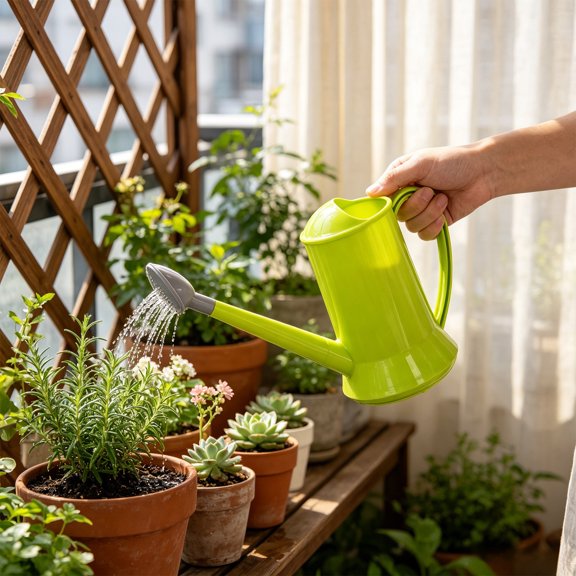 Roiihwy Thickened Long Spout Watering Pot, Green, 5.8 x 9.3-Inch Household Flowerpot Watering Can, Green Watering Plastic Spray Pot for Gardening and Plants