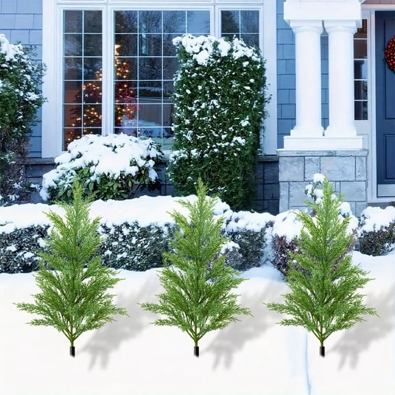 Roiihwy Topiary Ball Artificial Christmas Trees, Fake Shrub Bushes Christmas Tree with Ground Spike, 22in Indoor Ball Trees with Ground Spike, Fake Potted for Home Front Porch Decor Outside Garden