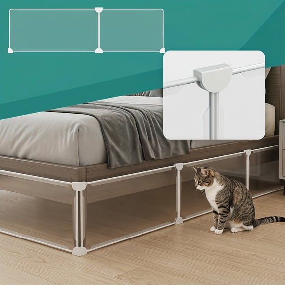 Roiihwy Under Bed Blocker for Pets – Covers One Side of Queen Bed, Panels Stop Dogs & Cats Hiding Under Bed, Clear