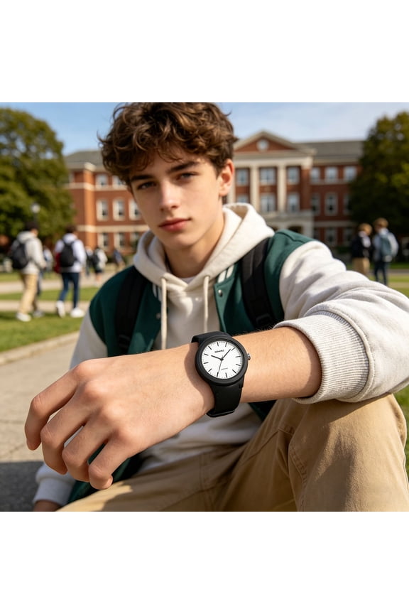 Watches Analog Digital Quartz Watch, Silent Exam Wrist Watch, Waterproof Timekeeping Sports, C