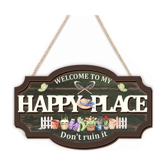Roiihwy Wood Welcome Sign Garden Decorative Sign for Entry Door Courtyard Fence in Multicolor