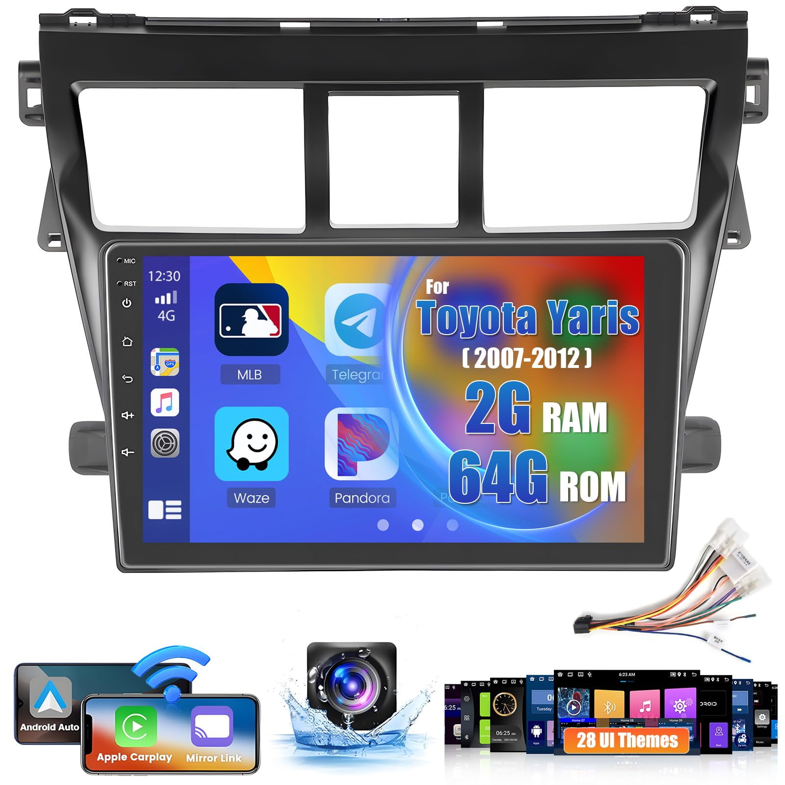 Roinvou [2G+64G] Car Radio for Toyota Yaris Vios with Wireless Carplay ...