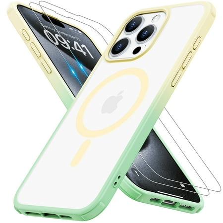 Roiskin MagSafe Compatible Phone Case for iPhone 15 Pro Max,Gold-Green