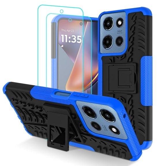 Roiskin for Motorola Moto G 5G 2025 Phone Case with 2 Pack Screen Protector, Military Grade Shockproof, Heavy Duty Robust Bumper Cover with Kickstand for Galaxy A36 5G Phone Case, Blue
