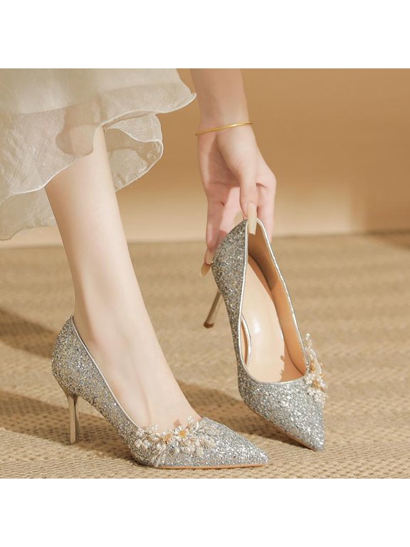 Women's Pumps, Silver, 6 cm heel option, Supplier Size 37
