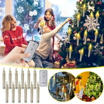 12Pcs LED Taper Candle with Hook and Remote Control Flameless Battery Operated Lights Warm White Electric Taper Candles for Christmas Thanksgiving Halloween Church Table Decor