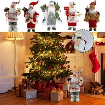 12in Santa Claus Figures knitted Coat, Standing Santa Claus Dolls Christmas Figurine Collection for Desktop Decor Christmas Scene Xmas Gift