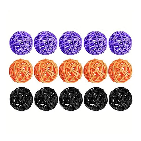 15Pcs Wicker Rattan Balls Decorative Orbs Vase Fillers for Xmas Tree Craft, Party, Valentine's Day, Wedding Table Decoration, Baby Shower, Aromatherapy Accessories (1.18 Inch)