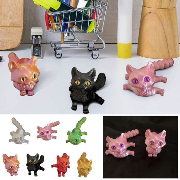 3D Printed Ragdoll Toy Ornament, Cute Ragdoll Body Joint Movable Ornaments Desktop Decor, Ragdoll Cats Model Children's Toy Ideal Gifts for Kids Teenager Girls Cats Lover(Eye Color Random)