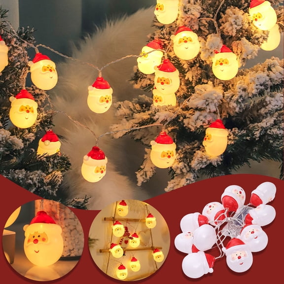 4.9FT Christmas Santa Claus Indoor String Lights, Decorative Cute Santa Head Lights with 10 Cartoon Santa, Connectable Light String for Home Party Holiday Xmas Decor