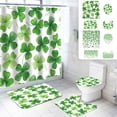thumbnail image 1 of 4 Pcs St. Patrick's Day Shower Curtain Set with Non-Slip Rugs, Toilet Lid Cover and Bath Mat, Green Shamrock Waterproof Shower Curtain with 12 Hooks Bathroom Set St. Patrick's Day Home Decor, 1 of 7