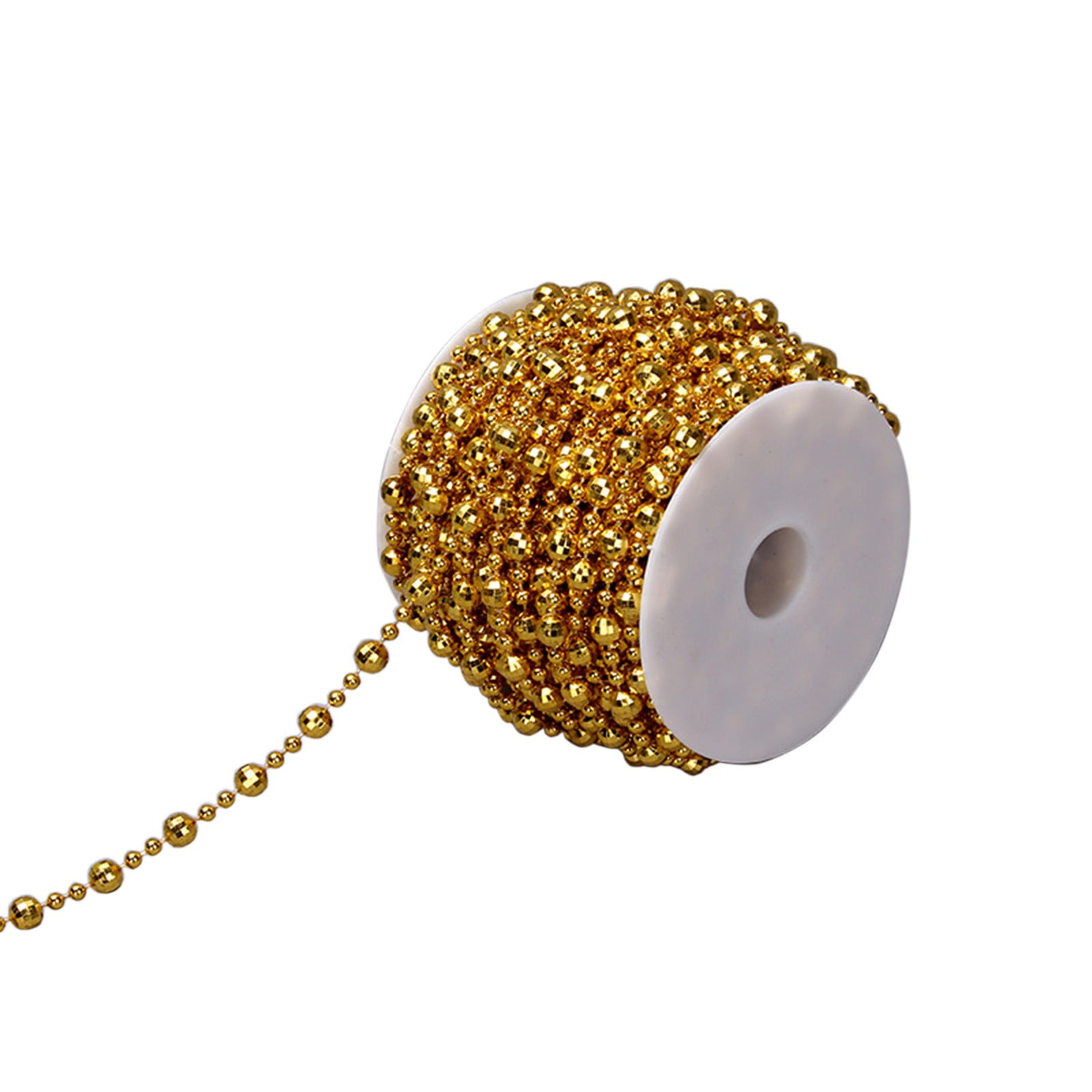 49 Feet Christmas Tree Beads Beaded Garland Strand Plastic Pearls Beads Garland Crystal Bead Roll for Christmas and Holiday Decorations (Gold)