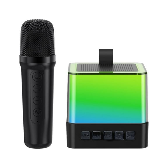 Bluetooth 5.3 Speaker Wireless Microphone, Led Seven Color Light Effect Large Caliber Speaker, Multiple Playback Modes, Home and Outdoor Singing