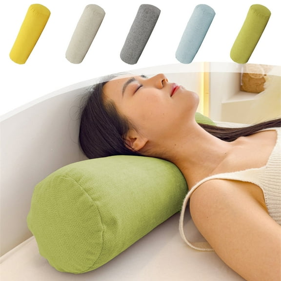 Cervical Neck Roll Pillowcase, Round Artificial Cotton Twill Bolster Pillow Cover, Washable Cylinder Pillows Cover for Bed, Back, Yoga, Travel, Sofa, Home, Office, 23.6x5.9 Inch