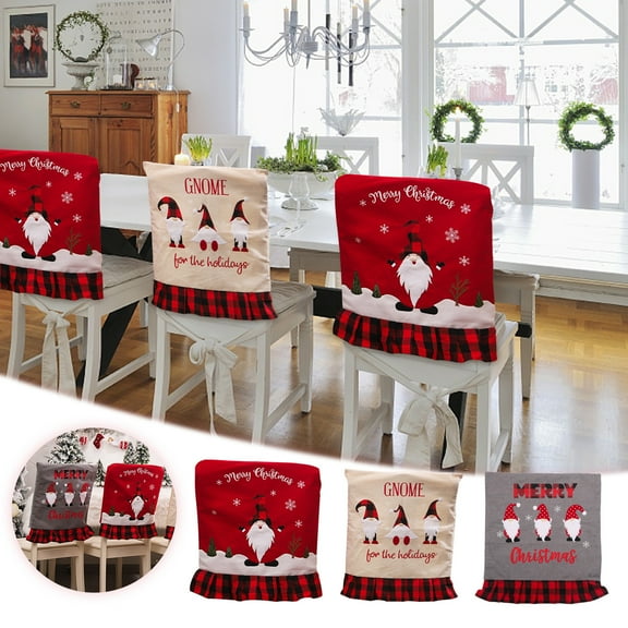 Christmas Back Chair Cover, Faceless Doll Chair Covers for Christmas, Linen Dining Chair Back Covers for Xmas Banquet Kitchen Dining Room Decor