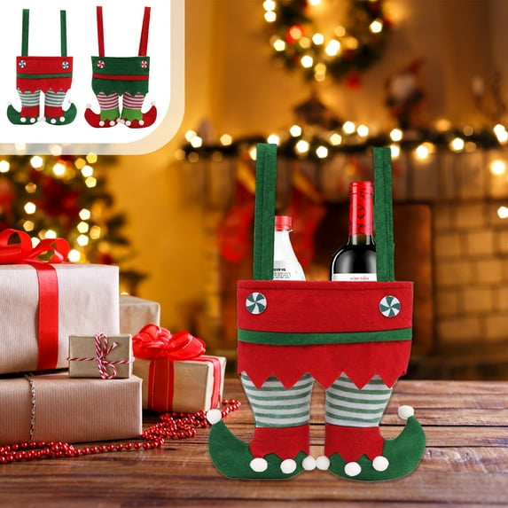 Christmas Candy Bags Gift Santa Pants and Elf Boots Handbags Stocking Lovely Treat Xmas Goodies Bag for Boys Girls Party Favor Decorations 16.54in