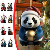 Christmas Cute Cartoon Panda Pattern Print Hanging Home Tree Pendant Christmas Tree Pendant Window Sill Car Pendant Backpack Pendant Christmas Home Decor 3.15 Inch
