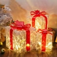 thumbnail image 1 of Christmas Lighted Gift Boxes with pre-lit led Lights, Transparent Warm White Lighted Christmas Box Decrations, Presents Boxs with Bows for Xmas Tree (Warming Light, Red Bow, 7.5in), 1 of 3