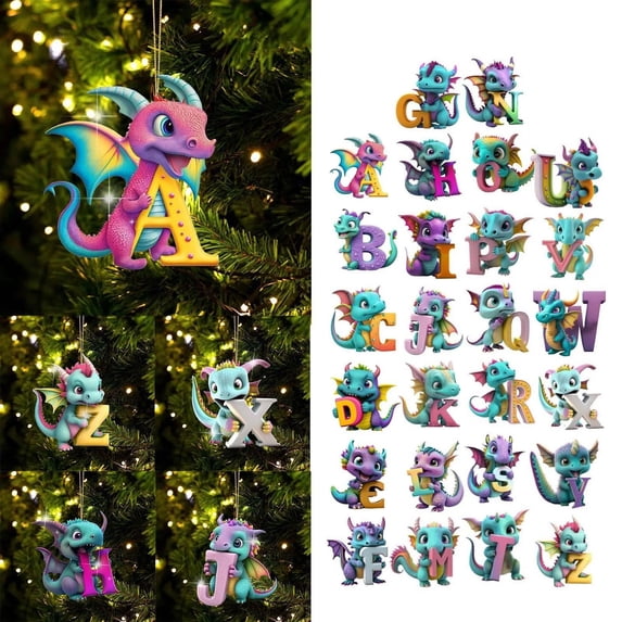 Christmas Tree Decoration Pendant Dragon Baby Christmas 26 Letter Ornaments,Christmas Decorations Indoor Christmas Ornament Christmas Trees Christmas Hanging Decor Gift for Kid