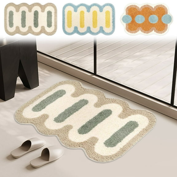 Cute Bath Mat Colorful Boho Irregular Bath Rugs for Bathroom, Non Slip Super Absorbent Soft Plush Door Mat Area Decor for Bedroom Hallway Bathroom Rugs, 24" x 16"