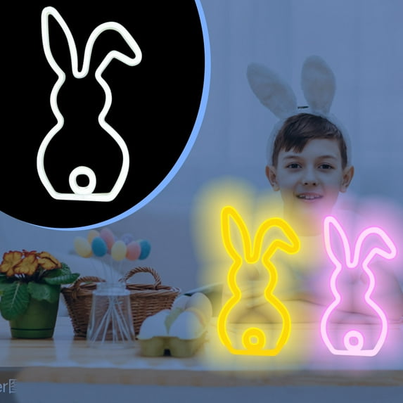 Cute Bunny Tail Neon Night Light for Easter Tabletop Decor